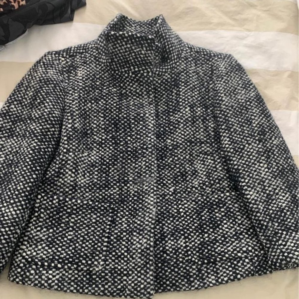 LOFT Black and White Tweed Blazer Jacket